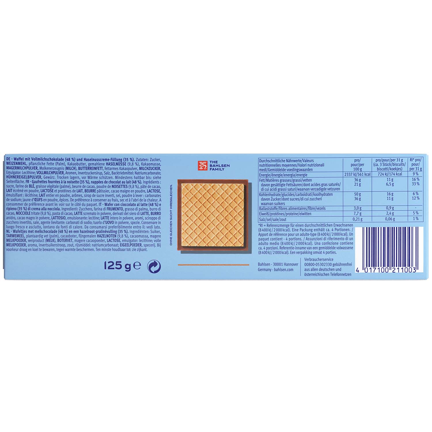 Bahlsen Ohne Gleichen Vollmilch 125g