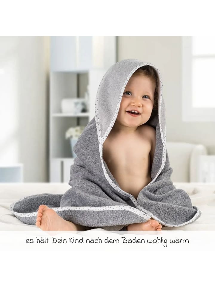 Wörner 3-tlg. Bade-Set - Kapuzenbadetuch in grau günstig kaufen onesize