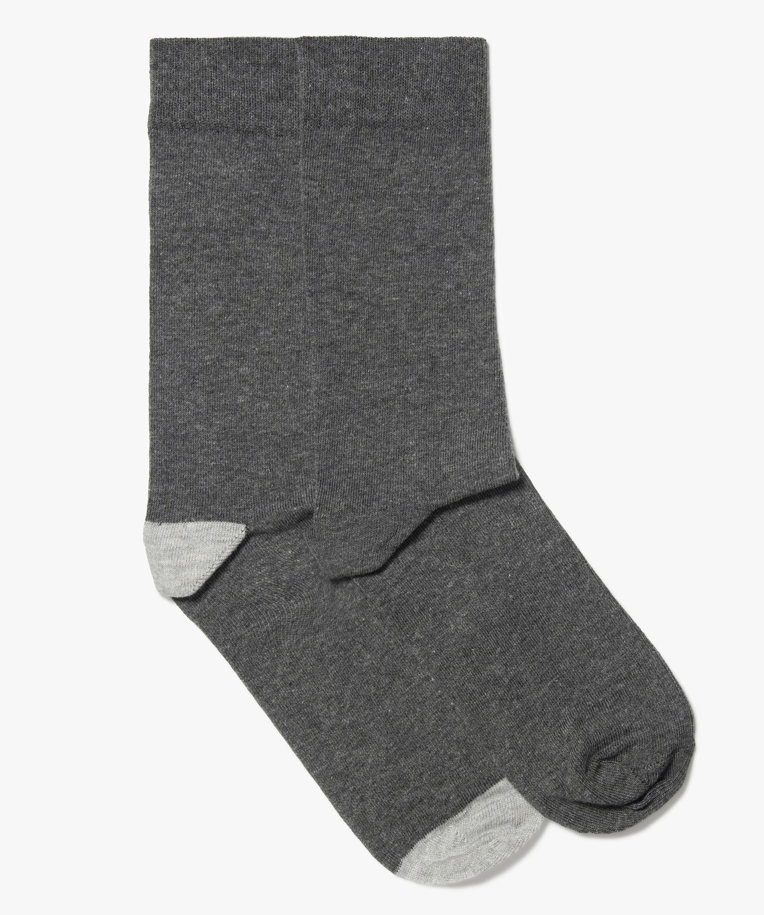 Chaussettes homme tige haute bicolores (lot de 5) gris | GEMO