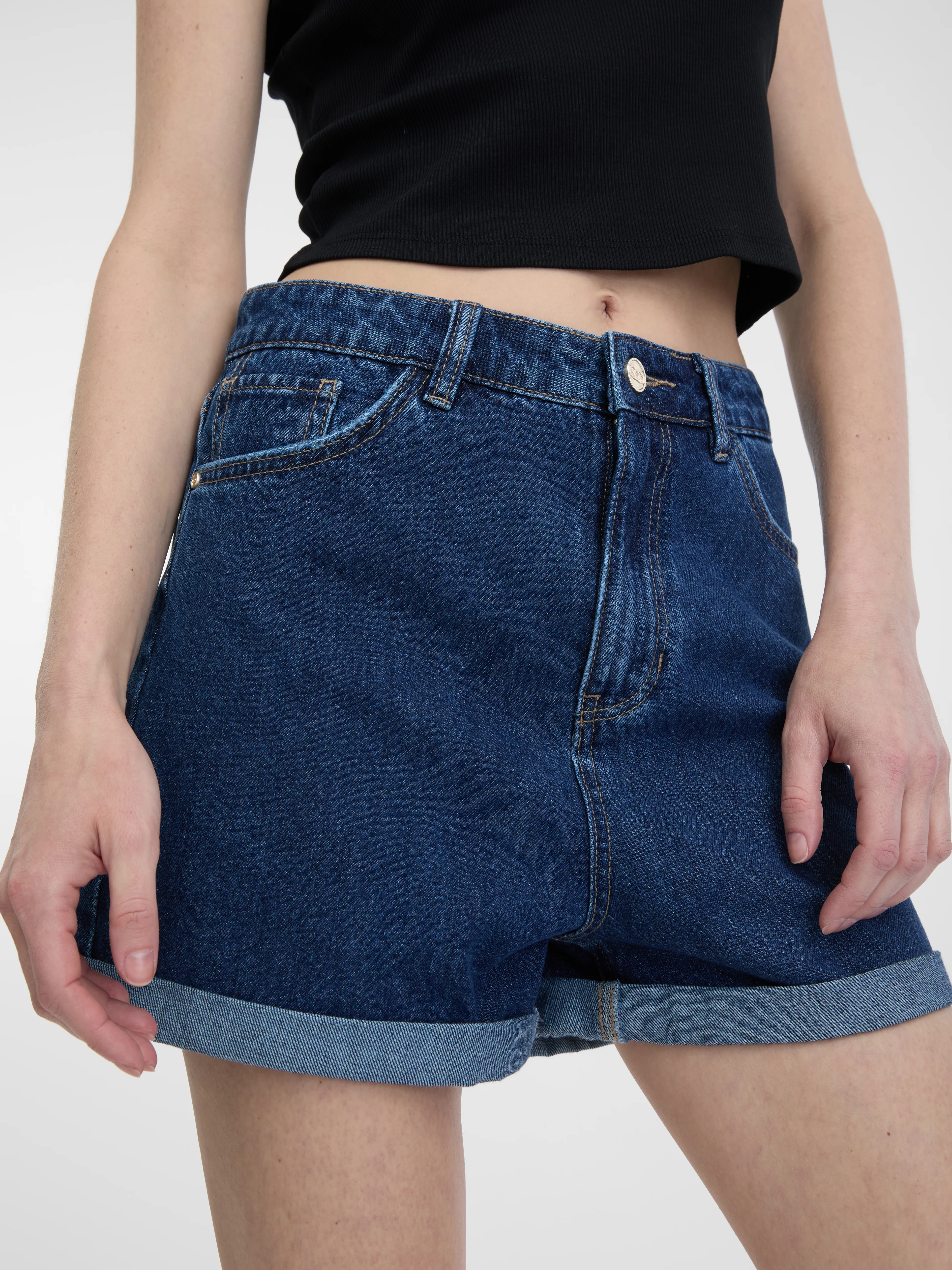 Dunkelblaue Damen Denim Shorts ORSAY