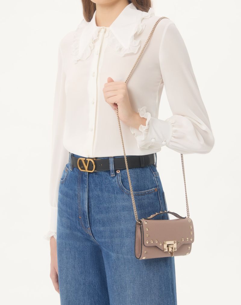 Rockstud Chain Wallet in granaatkleurig kalfsleer