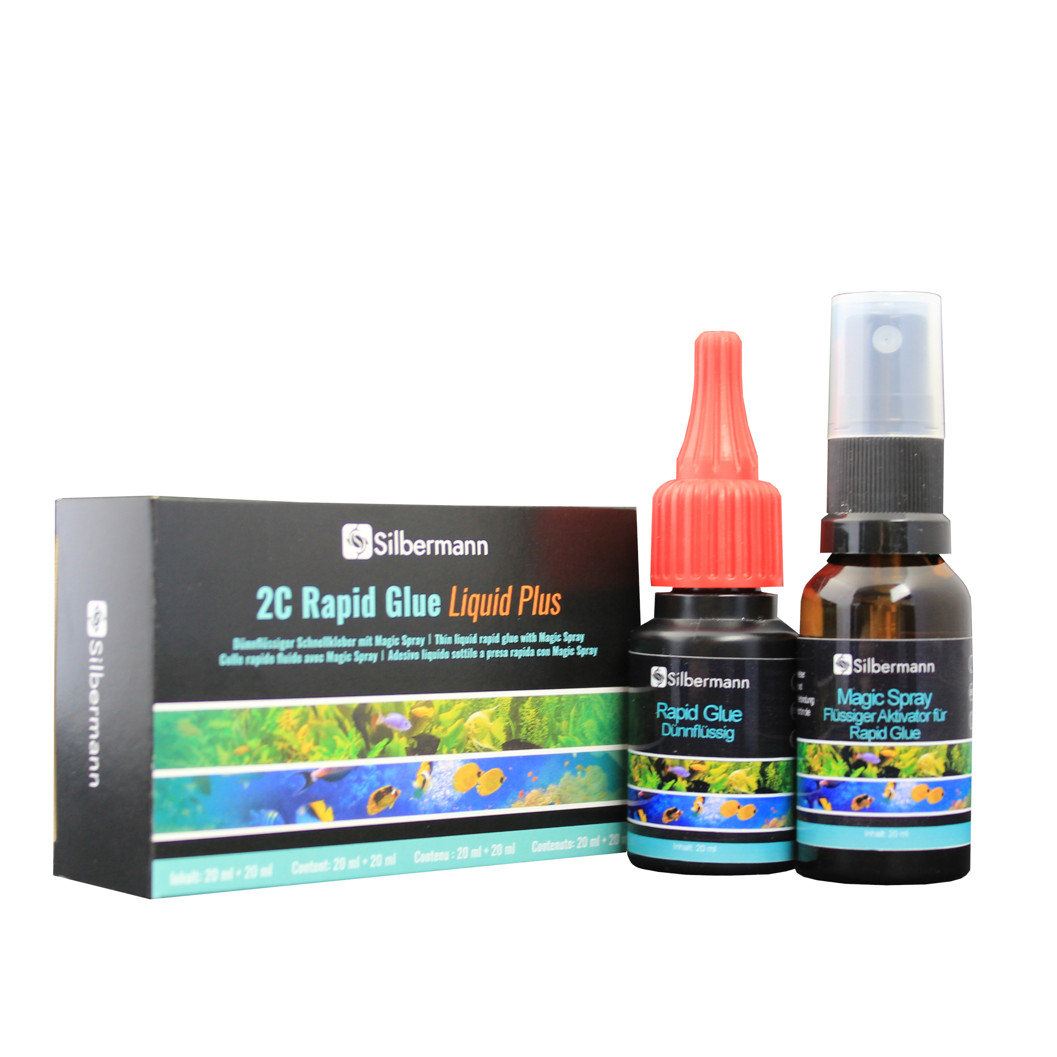 Silbermann Meerwasser Zubehör Silbermann 2C Rapid Glue Liquid Plus 20 ml + 20 ml