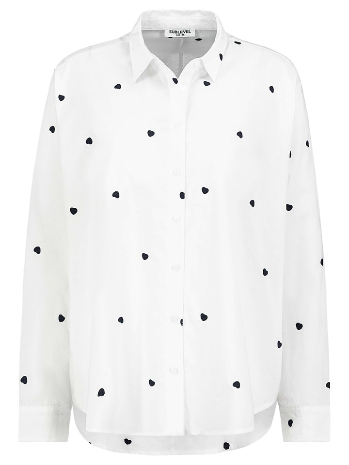 Sublevel Bluse in Weiß/ Schwarz günstig kaufen