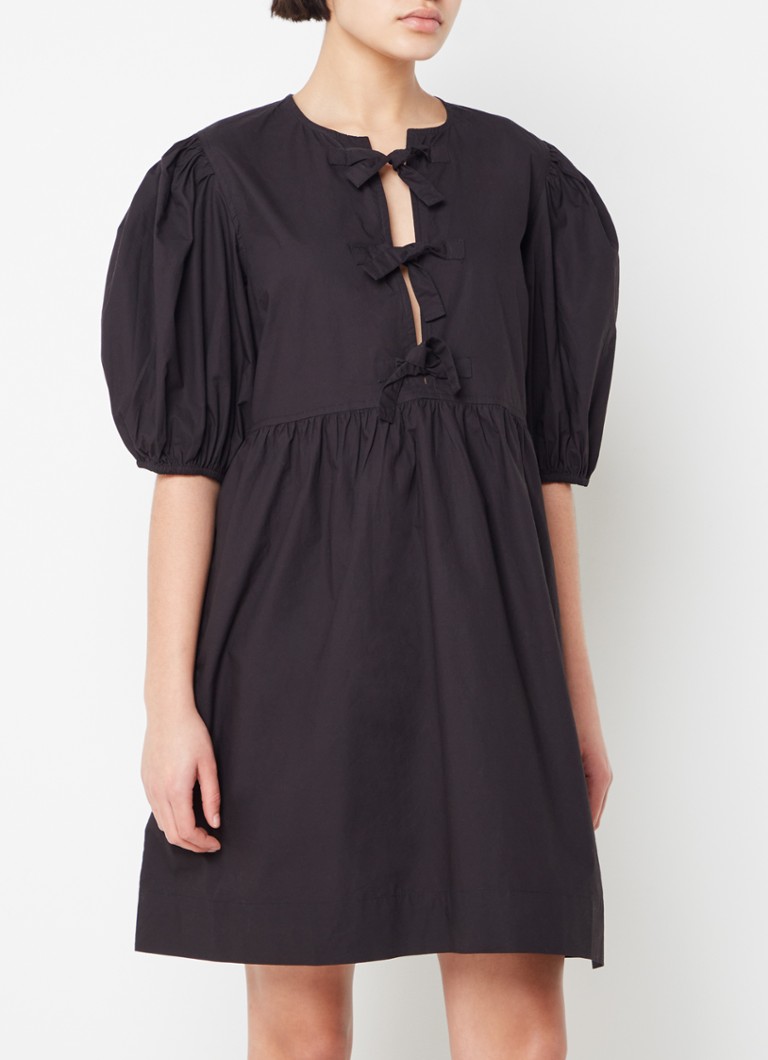 Robe tunique Ganni Mini à manches bouffantes et détail nœud