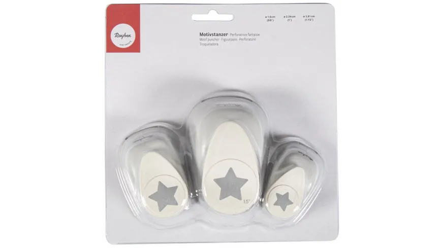 rayher Motivstanzer 3er Set Sterne1,6cm+2,54cm+3,81cm