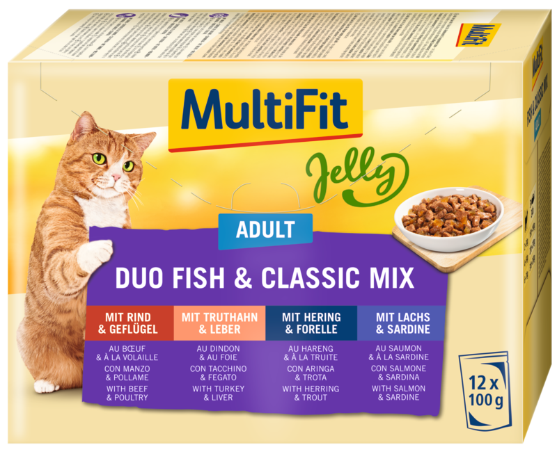 MultiFit Nassfutter MultiFit Adult Jelly Duo Fish & Classic Mix Multipack 12x100 g