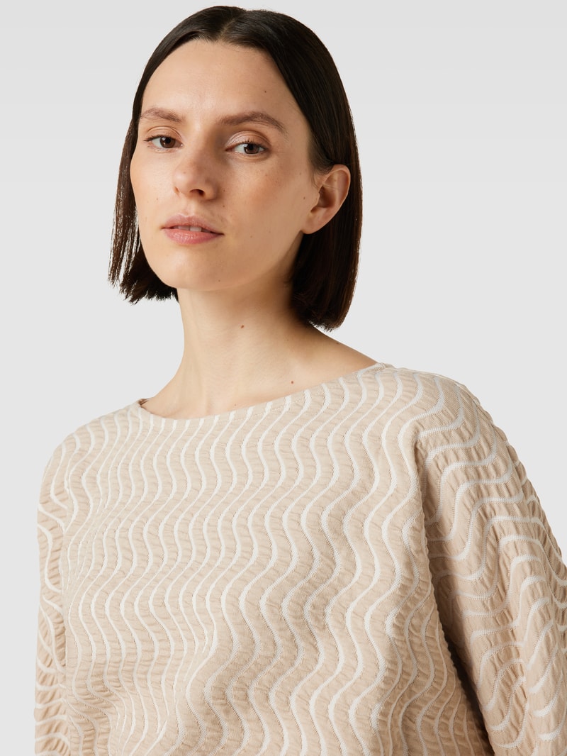 Sweatshirt mit U-Boot-Ausschnitt Modell 'Gellig' in beige meliert