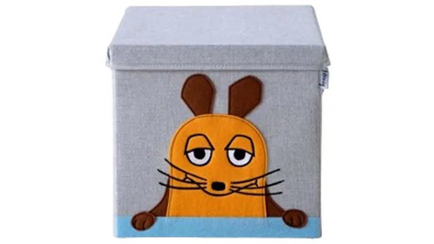 Lifeney Aufbewahrungsbox mit Deckel Die Maus 30x30x30cm blau, grau, orange