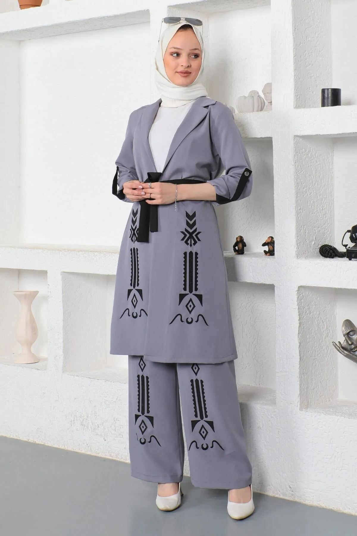 Modamihram  Stickerei-Detailset Anthrazit 19002