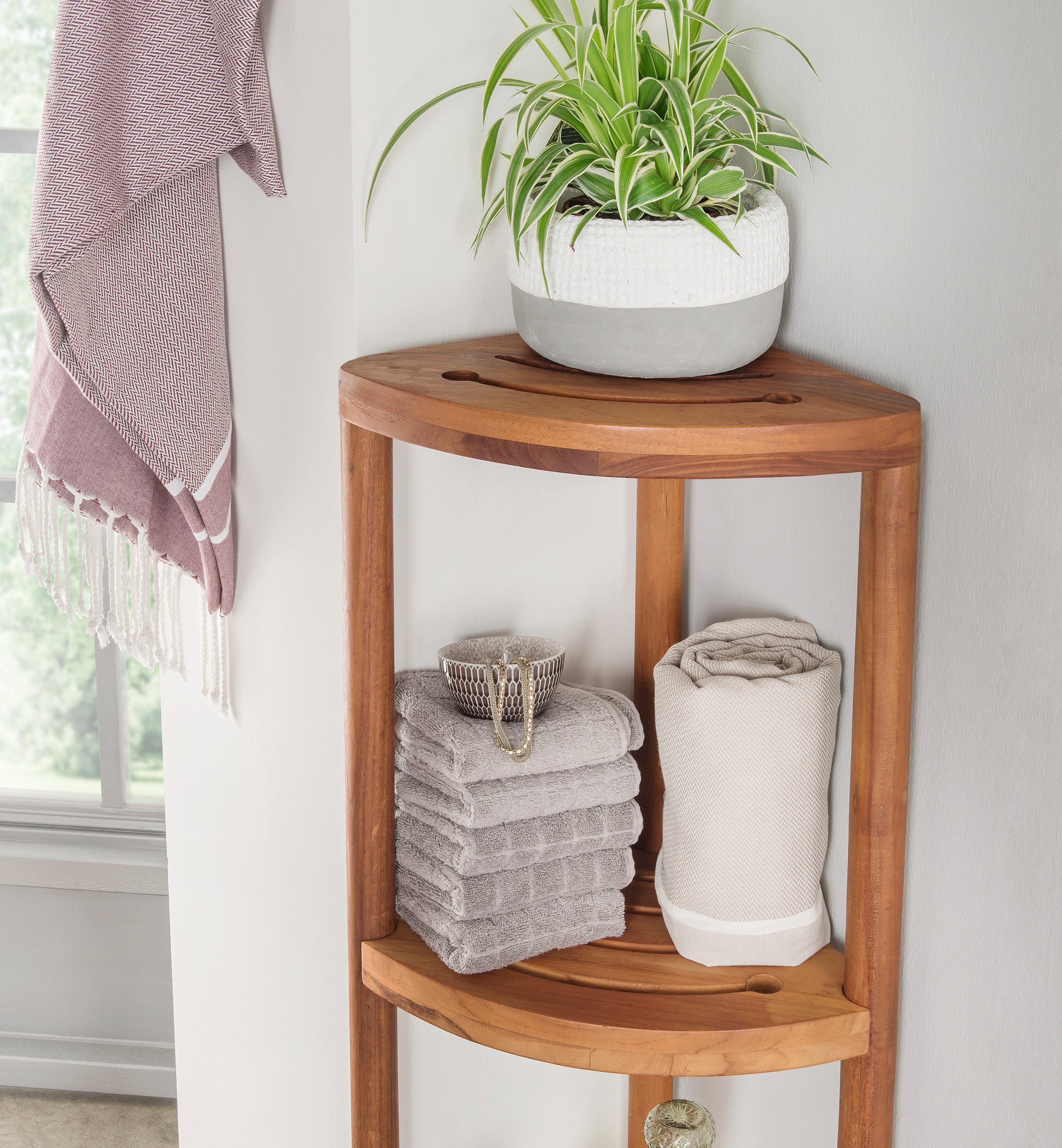 Destiny Ablageelement SPA & LIVING, Eckregal halbrund 30x30x103cm, Teak