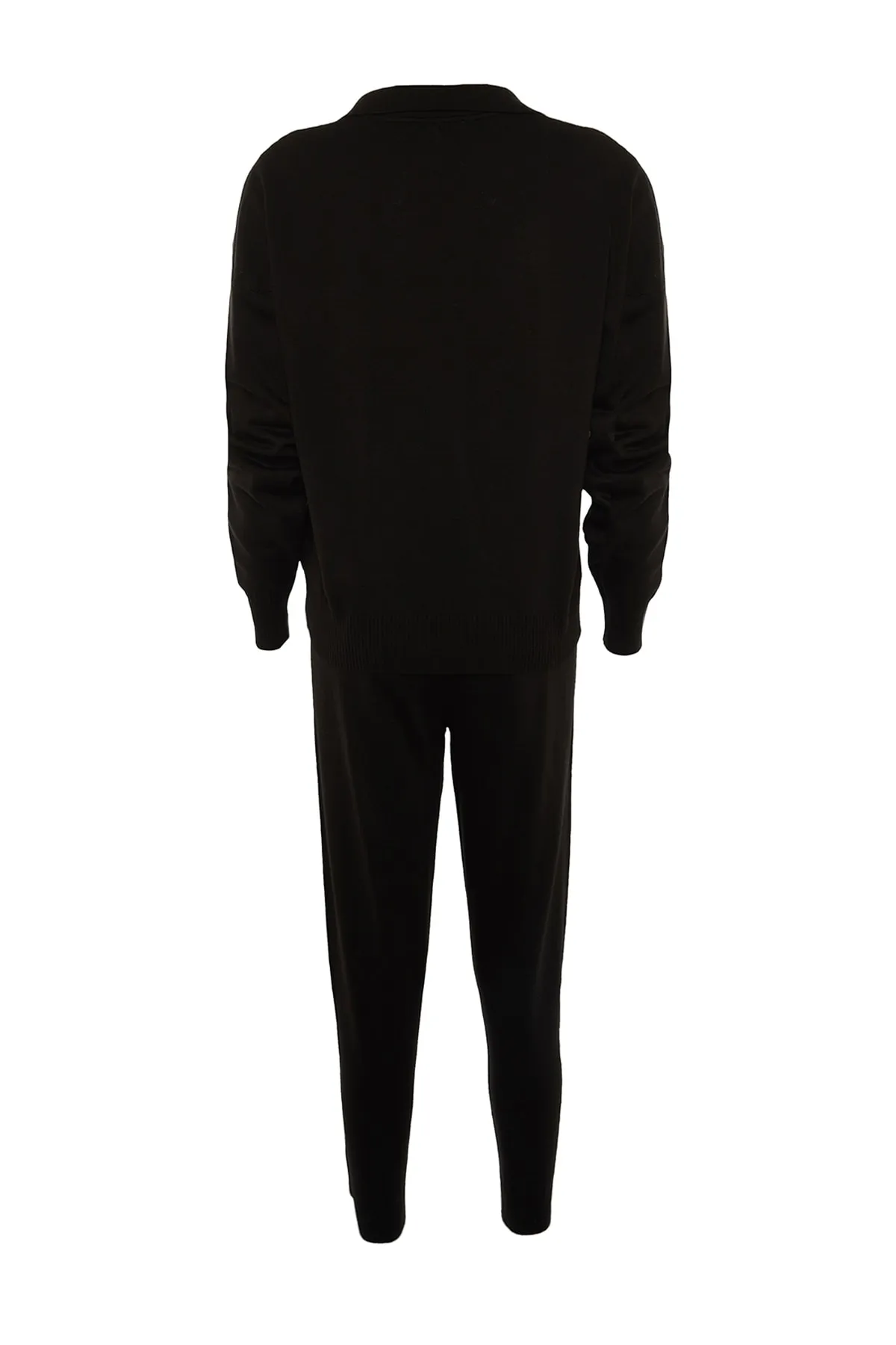 Trendyol Collection  Schwarzes Strickoberteil und -unterteil-Set mit Polokragen TWOAW22AU0059