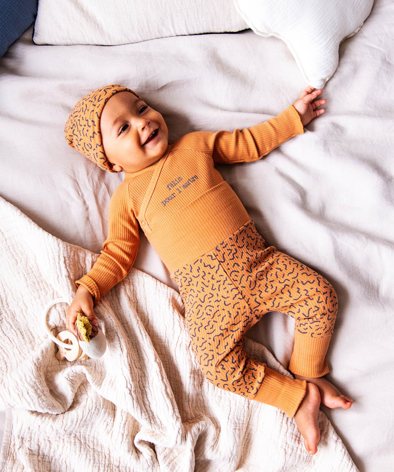 Ensemble de naissance évolutif 3 pièces : body + legging +... marron | GEMO