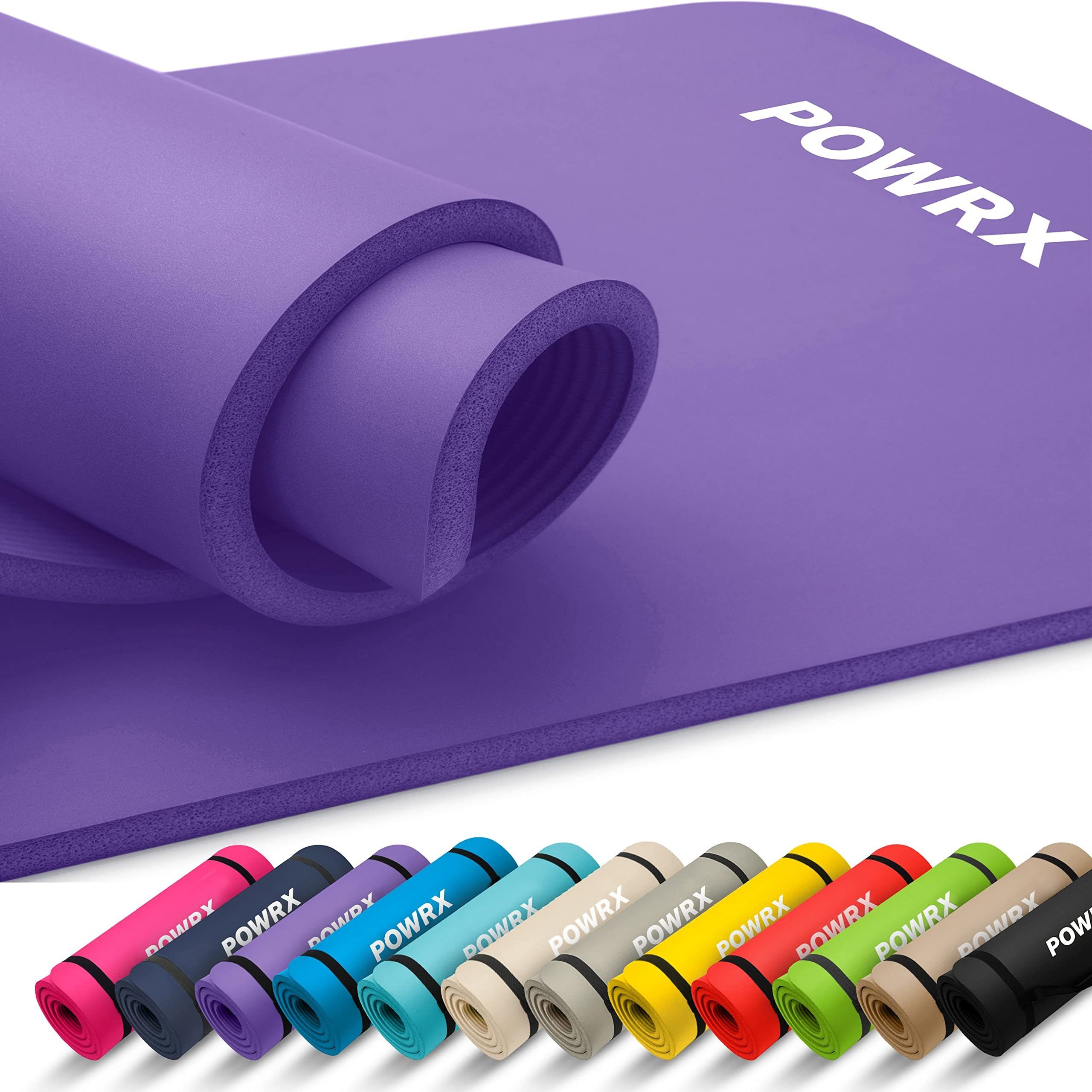 POWRX Yogamatte Gymnastikmatte Yoga-Matte (Lila, 190x80cm) inkl. Tasche+Übungsposter, Violett 190 X 80 X 1.5 Cm