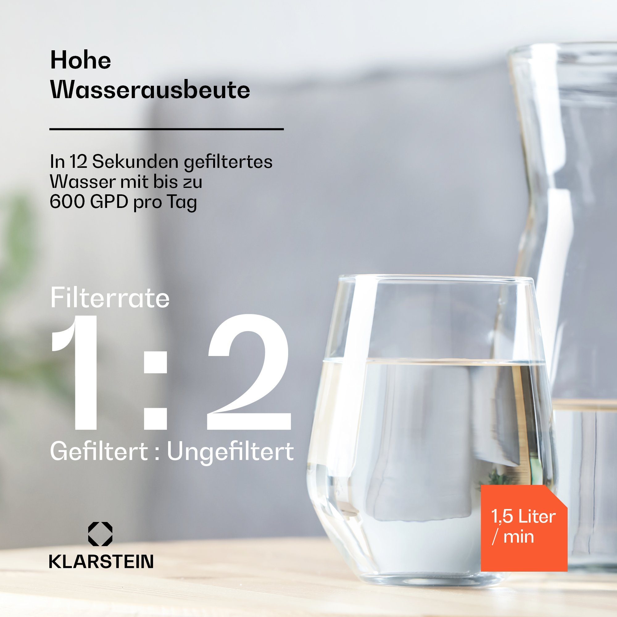 Klarstein Wasserfilter PureFina 600 Wasserfiltersystem, Zubehör für PureFina 600, RO-Filter Wasserfilter maschine Wasserhahn Home Office