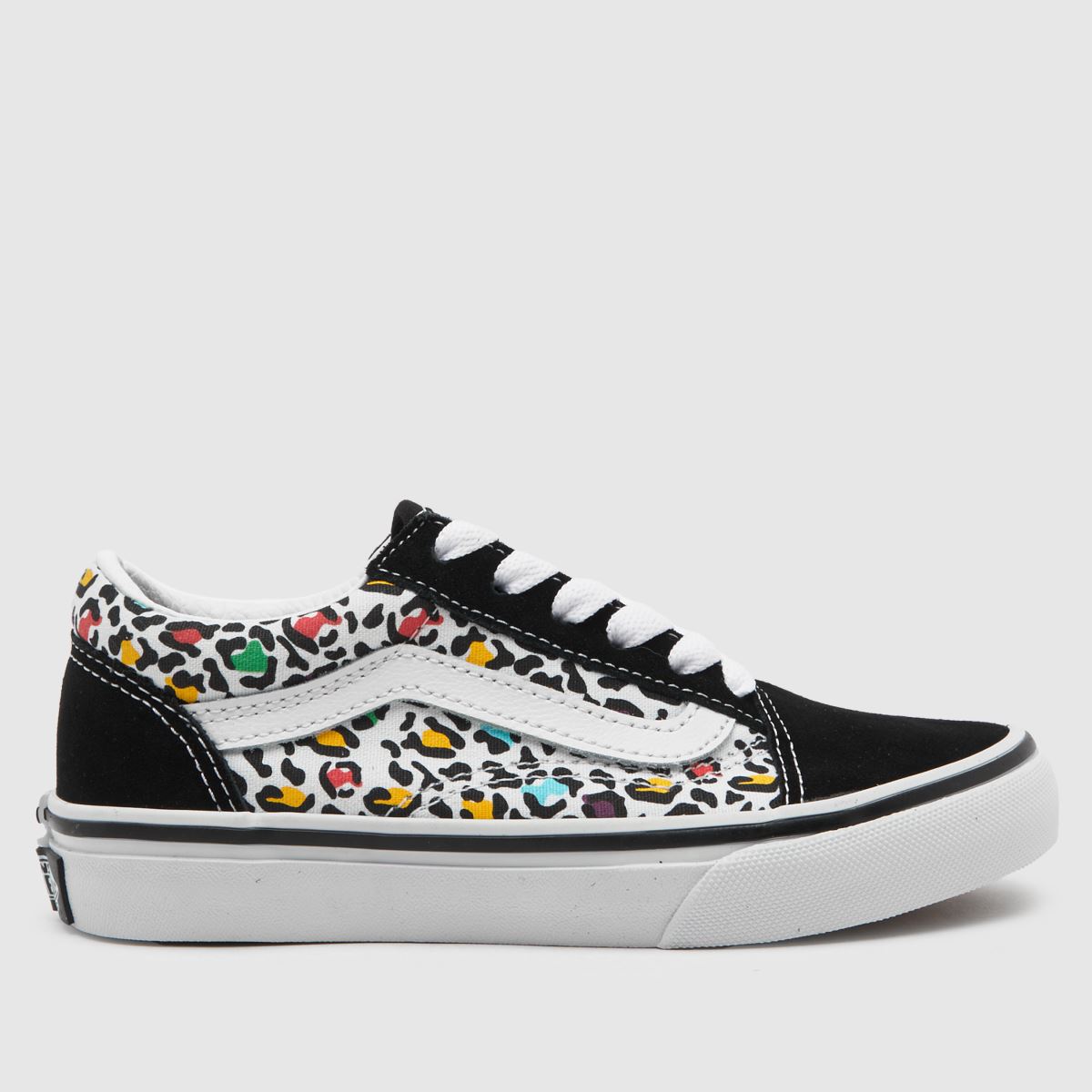 Vans vita multifärgade old skool leopardfärgade flickor juniorsneakers