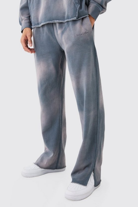 Oversize Jogginghose mit Man-Stickerei und geteiltem Saum