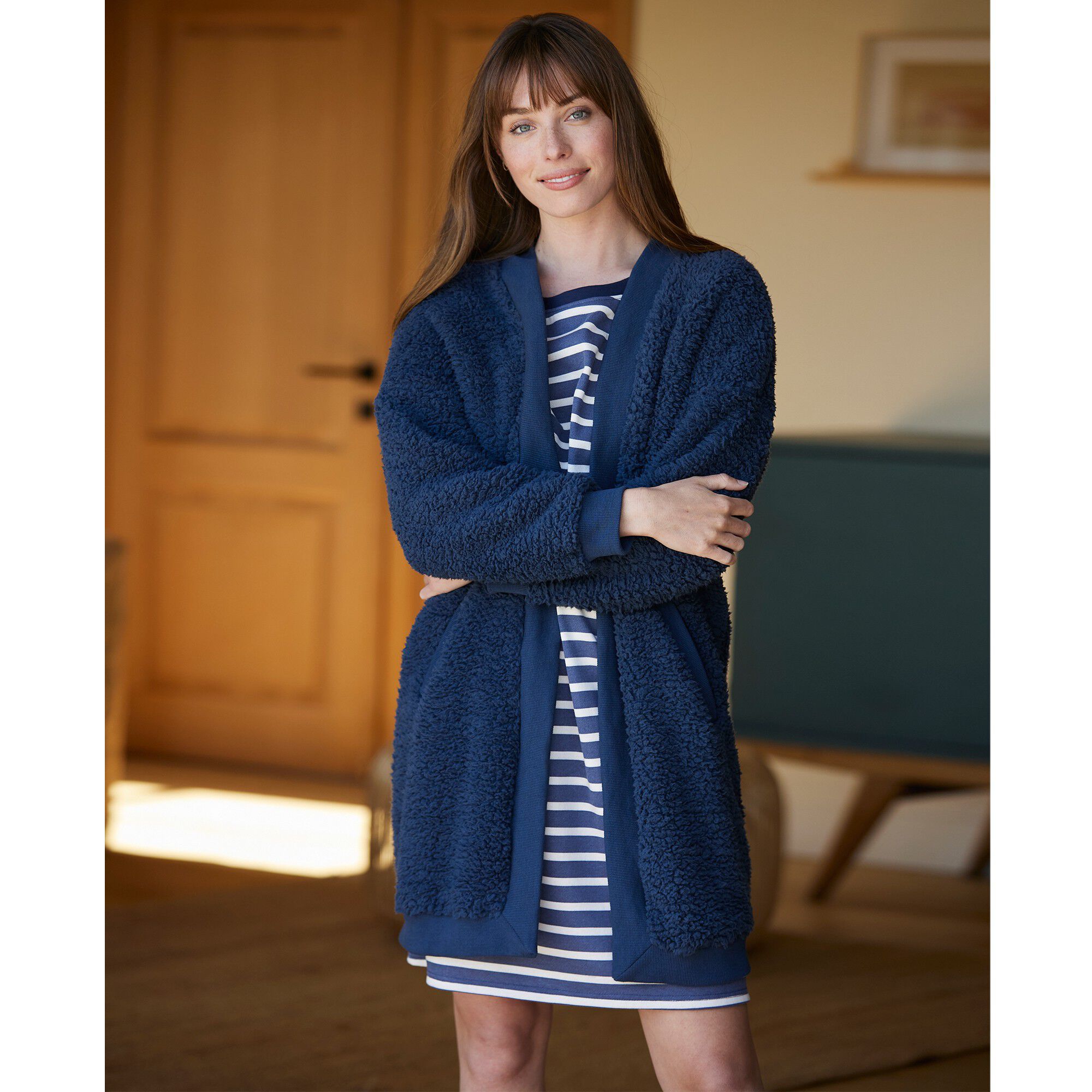 Gilet long d'intérieur maille bouclette