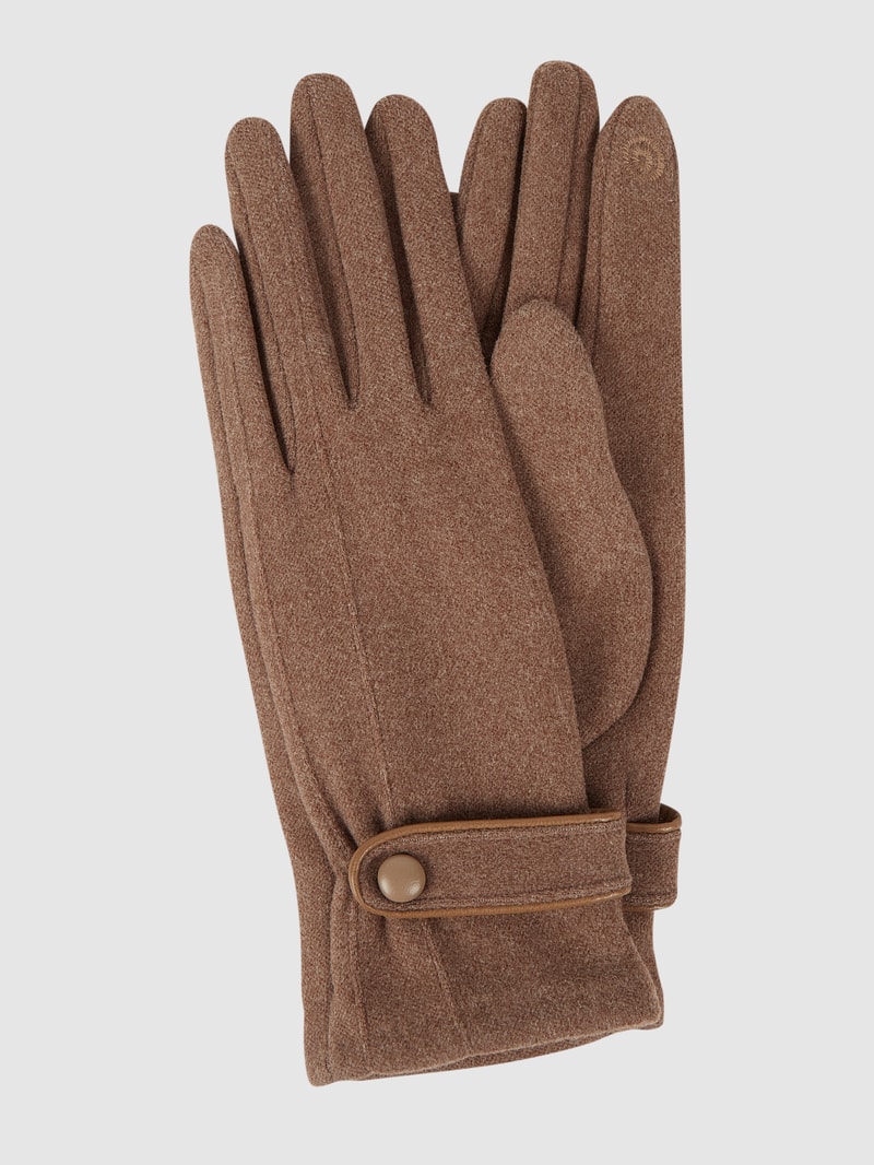 Touchscreen-Handschuhe mit Zierriegel in taupe meliert