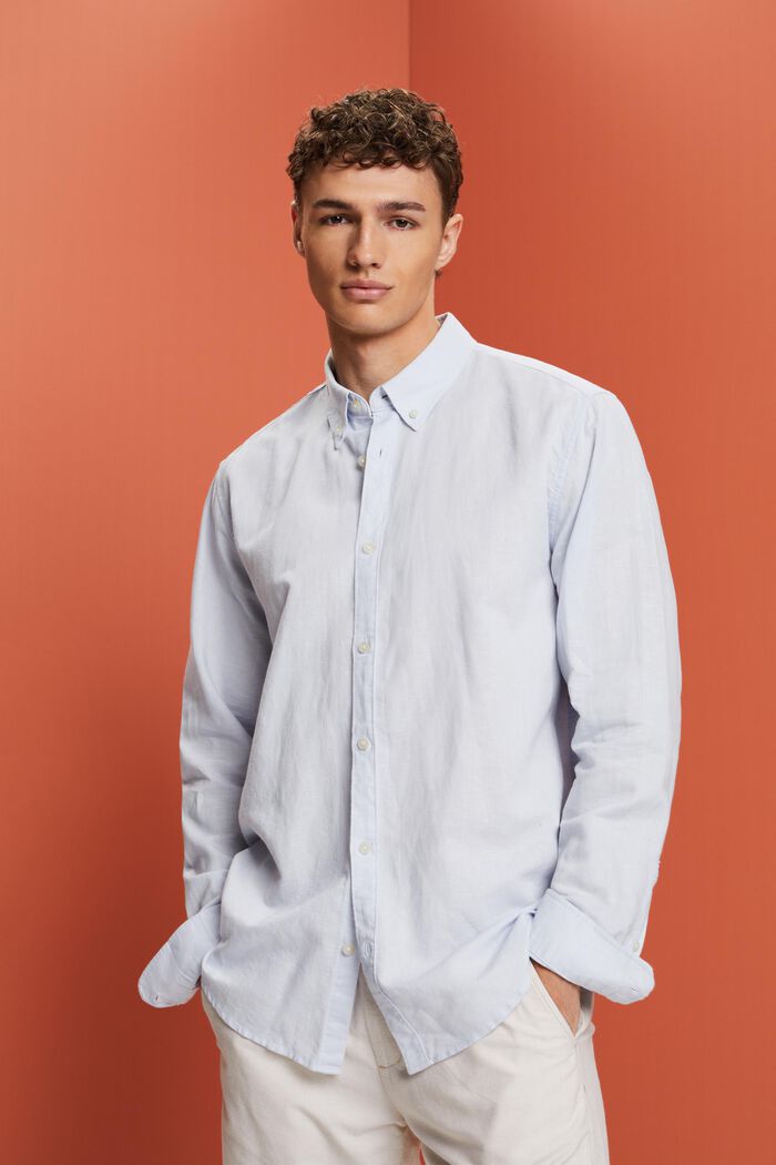 Button-Down-Hemd aus Baumwolle und Leinen