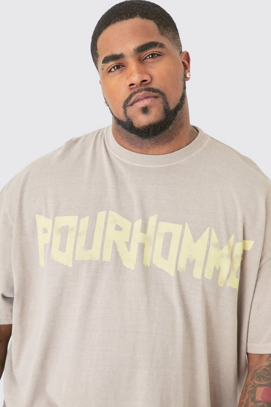 Plus Oversize T-Shirt mit Pour Homme Print