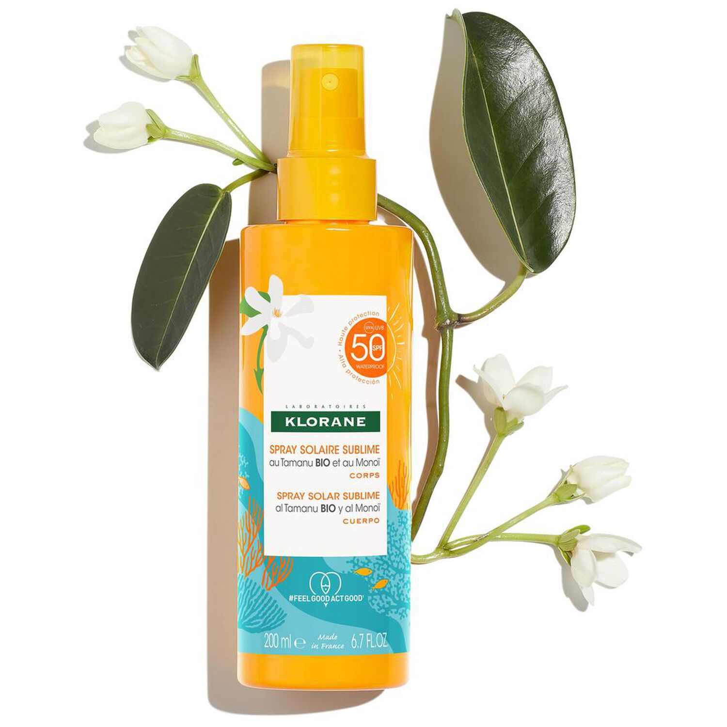 Klorane Spray Solaire Sublime SPF 50 Au Monoi et Tamanu Bio 200 ml