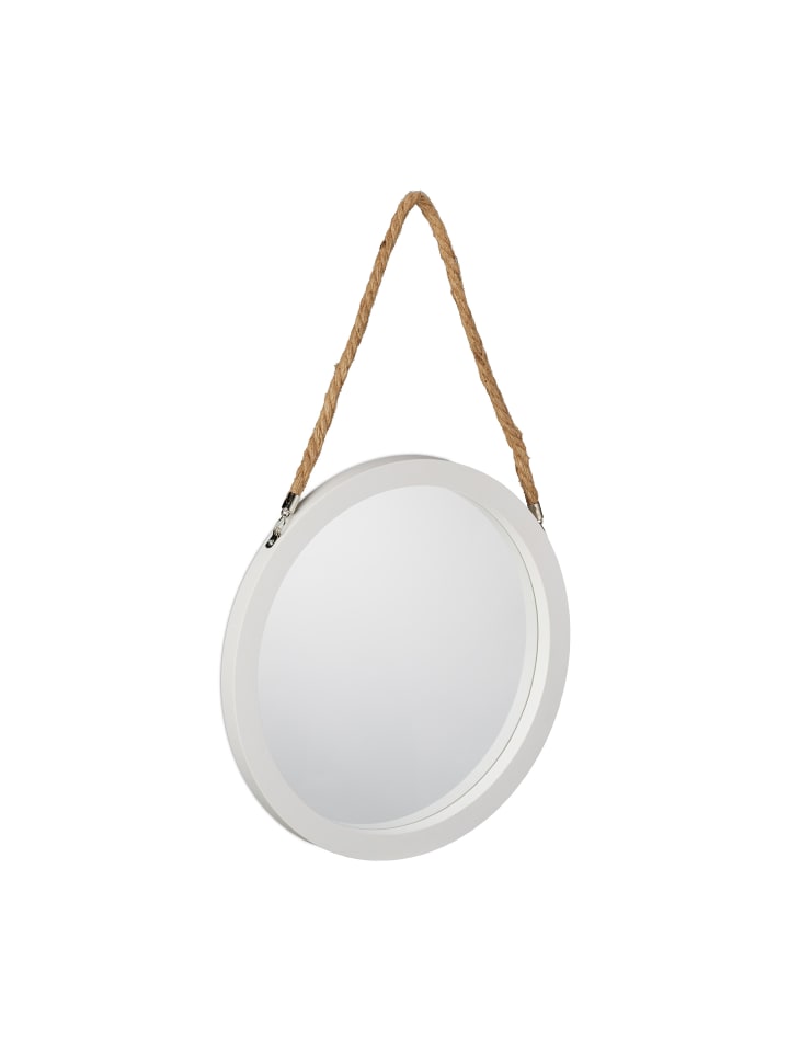 relaxdays Wandspiegel in Weiß/ Natur - Ø 35 cm günstig kaufen onesize