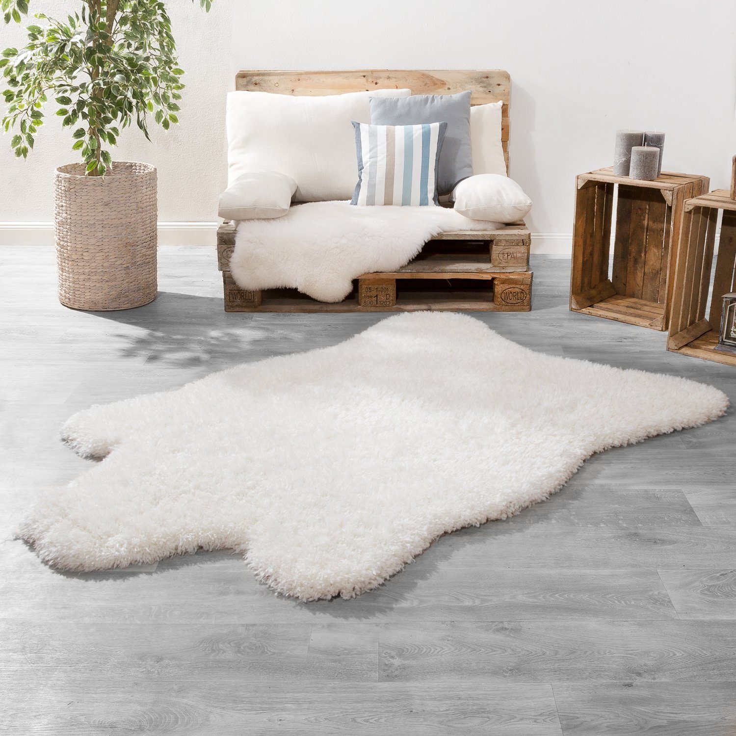 Fellteppich Langflor XXL Fellteppich Modern Einfarbig Ãbergröße, TT Home, rechteckig, Höhe: 54 mm