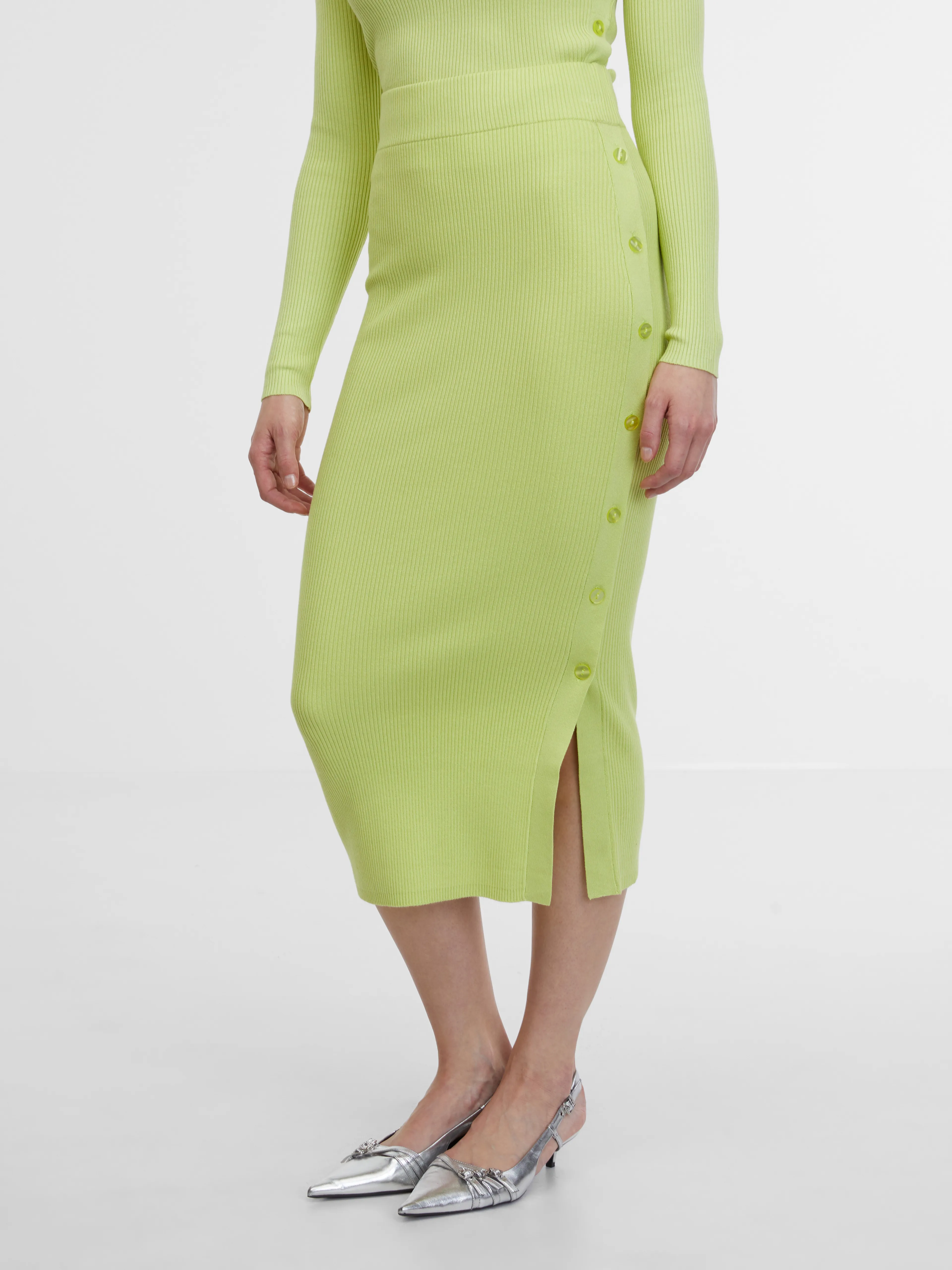 Hellgrüner Damen Pullover Midi-Rock ORSAY
