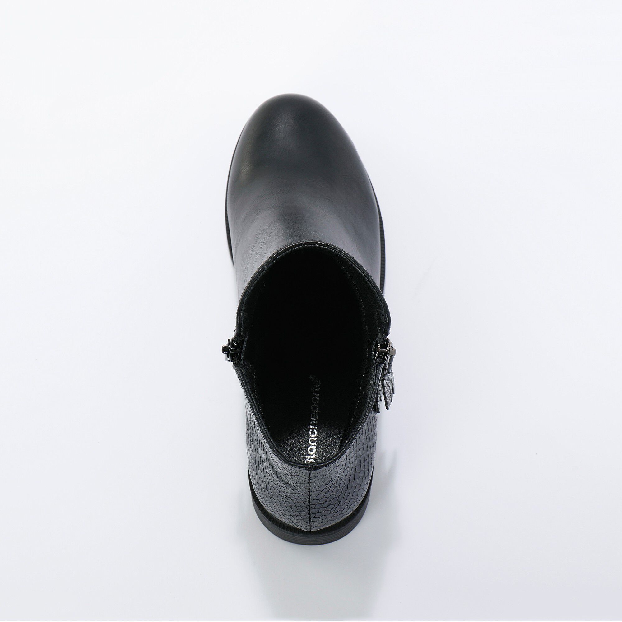 Boots bi-matière, zippées et cloutées
