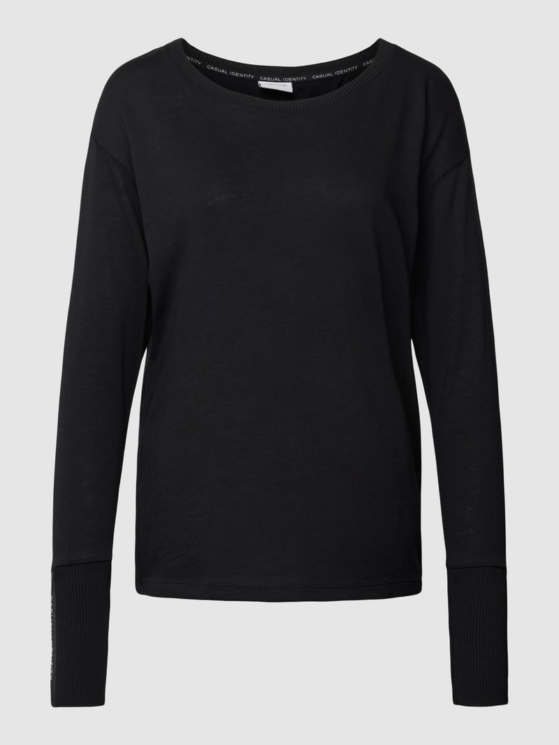 Longsleeve mit U-Boot-Ausschnitt in schwarz