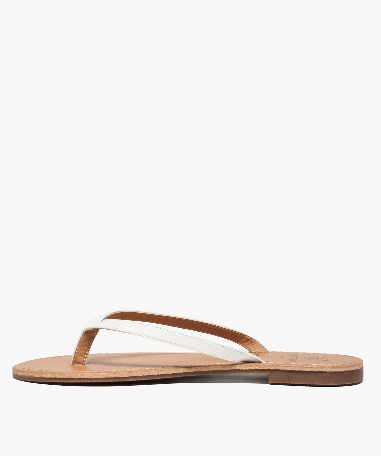 Tongs femme à petit talon plat et lanières fines blanc | GEMO