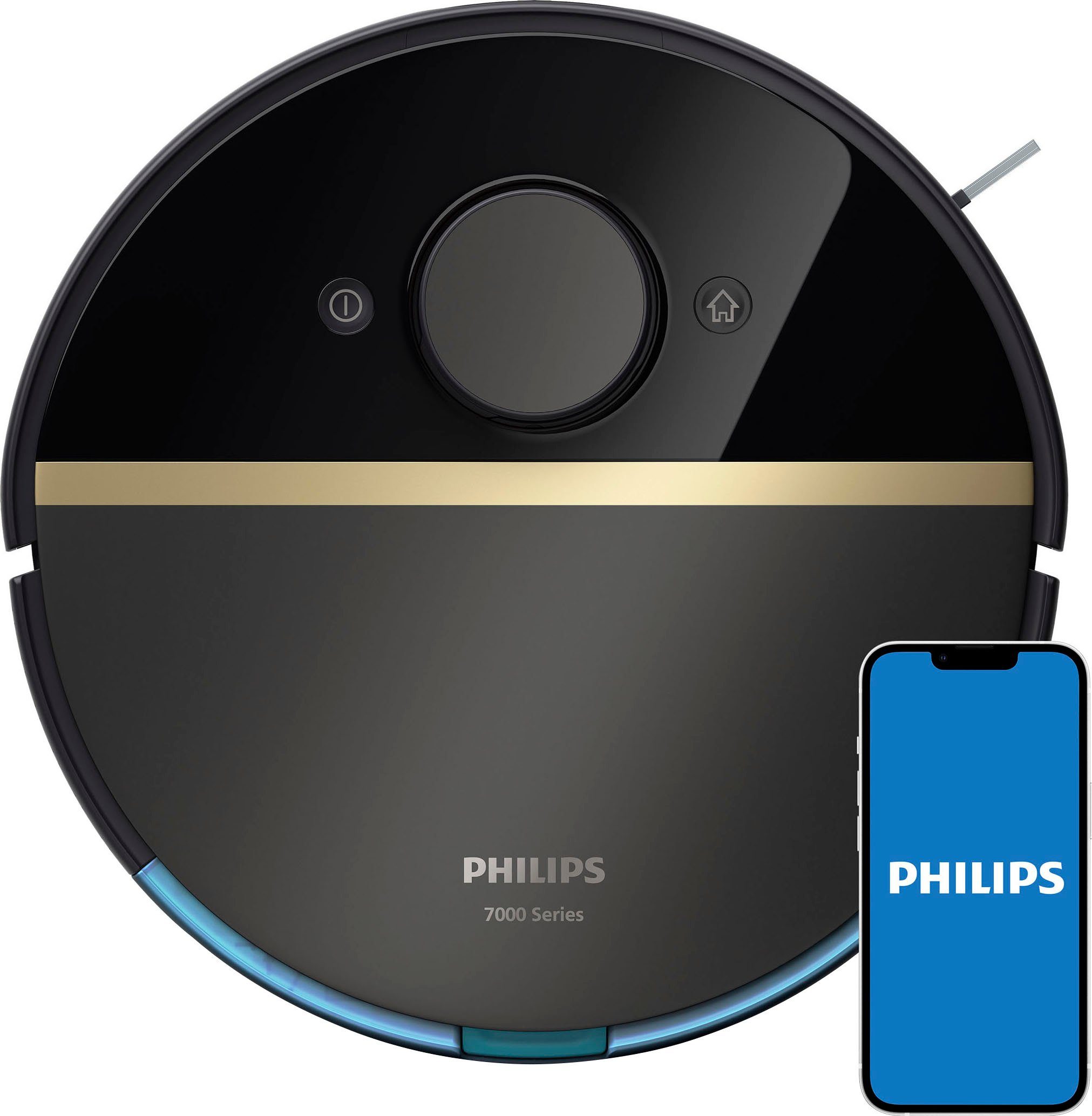 Philips Saugroboter XU7000/01, 180 min Akkulaufzeit, Teppichfunktion, 360° Lasernavigation und ToF-Sensoren, mit Vibrationswischer