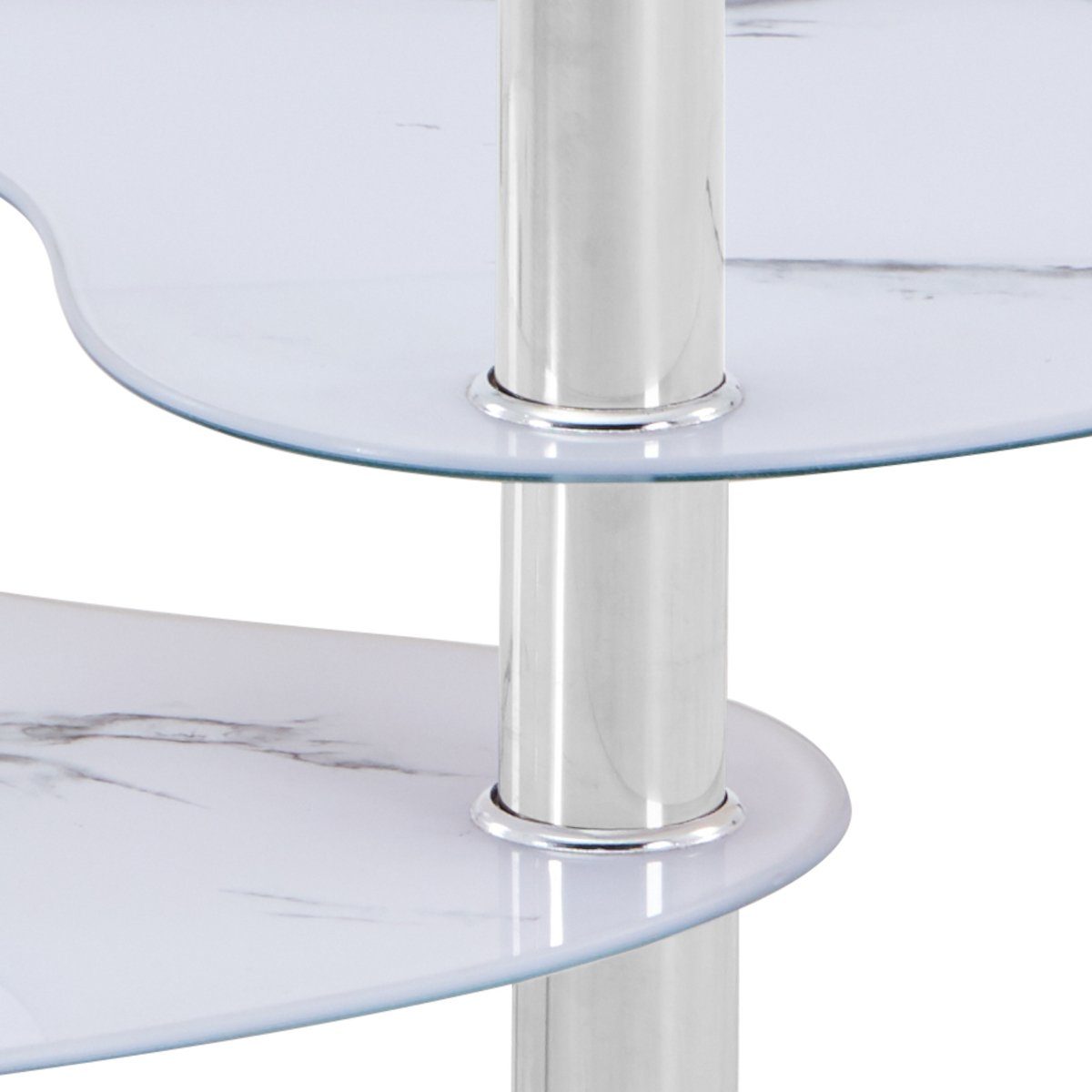HOOZ Couchtisch 98x55cm Klar Glas mit Ablagen in Marmorweiß (Packung, 1-St., 1 Tisch), mit Ablagefächern