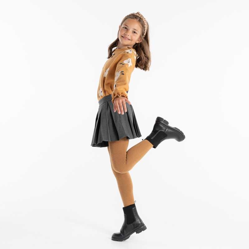 Short plissé à petits carreaux marron fille