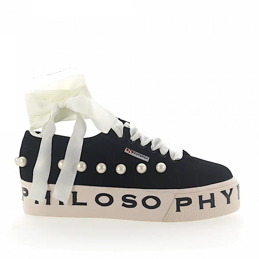 Philosophy Di Lorenzo Serafini - Sneaker Veloursleder Logo Perlen Print schwarz - schwarz