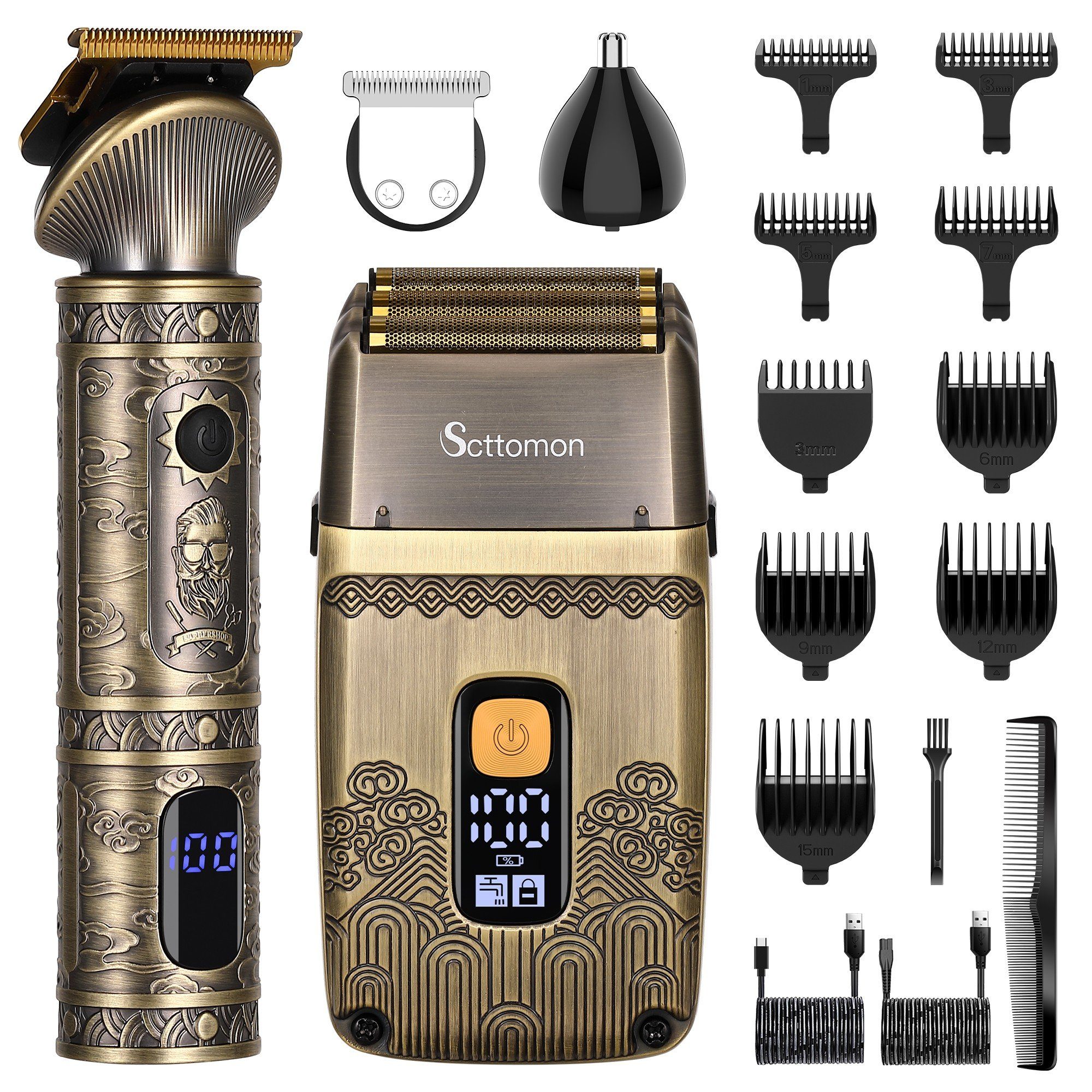 SOLIMPIA Haarschneider RSCW-767, 3-in-1-Trimmer, Elektrischer Rasierer für Herren