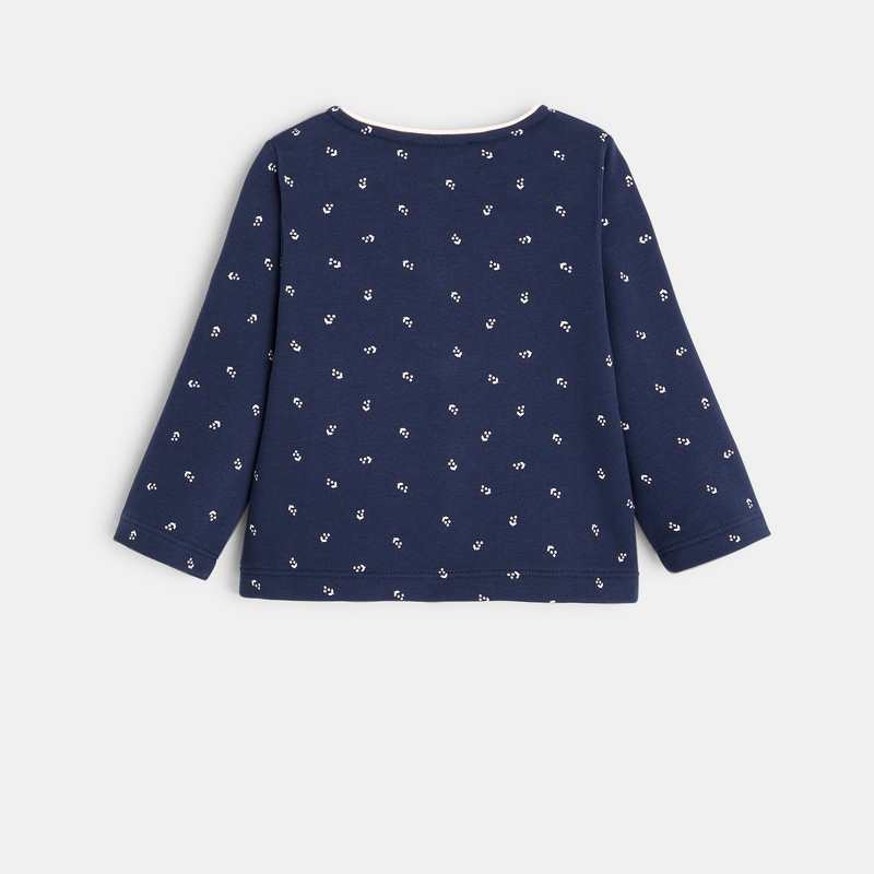 Gilet molleton fleuri bleu bébé fille