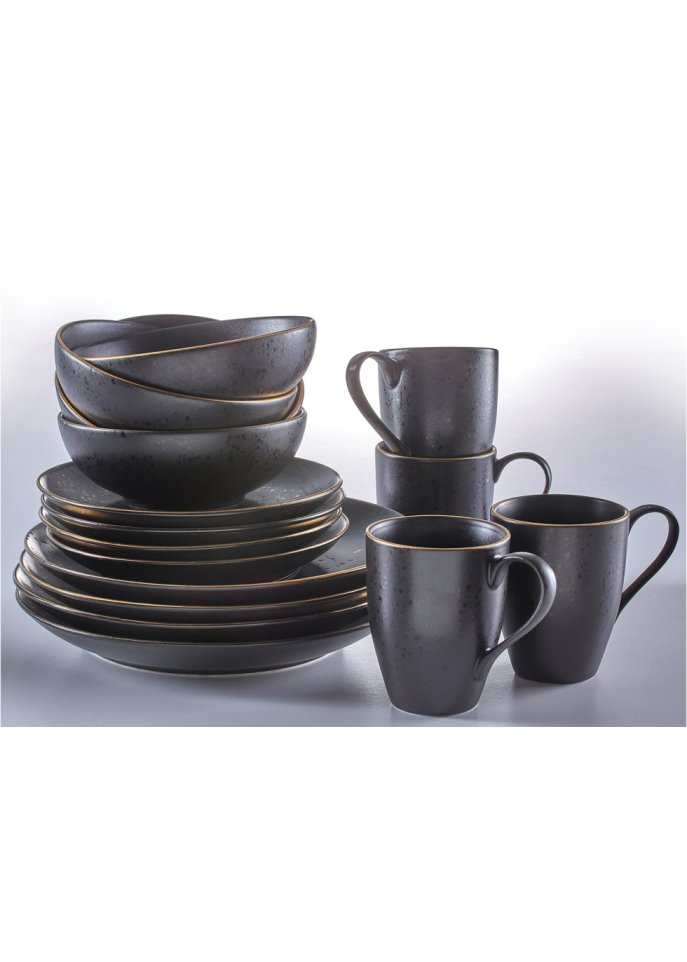 Geschirr-Set mit Sprenkel (16-tlg.Set)
