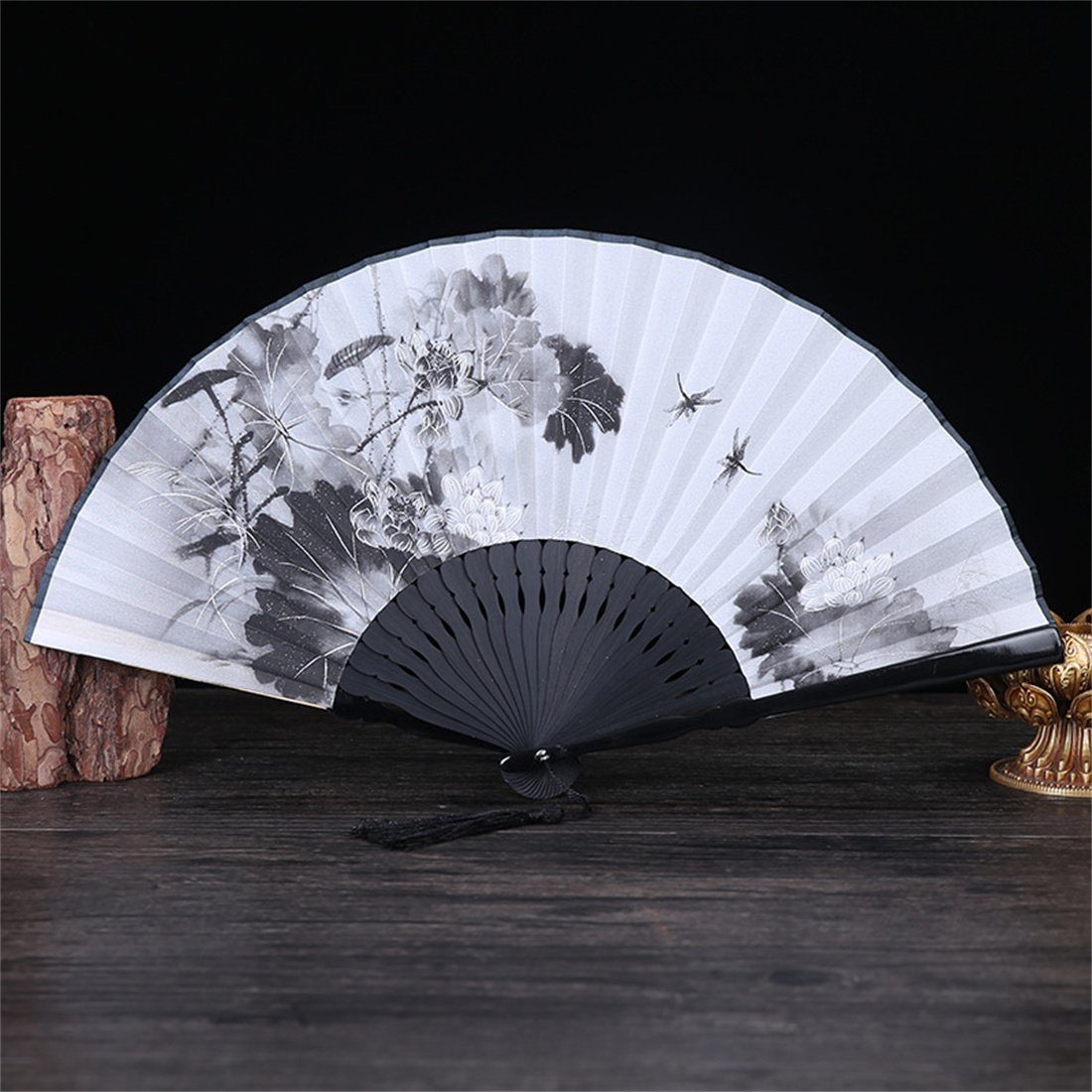 DÖRÖY Handfächer Handfächer aus Seide, Tanzfächer, klassischer Faltfächer, Geschenk