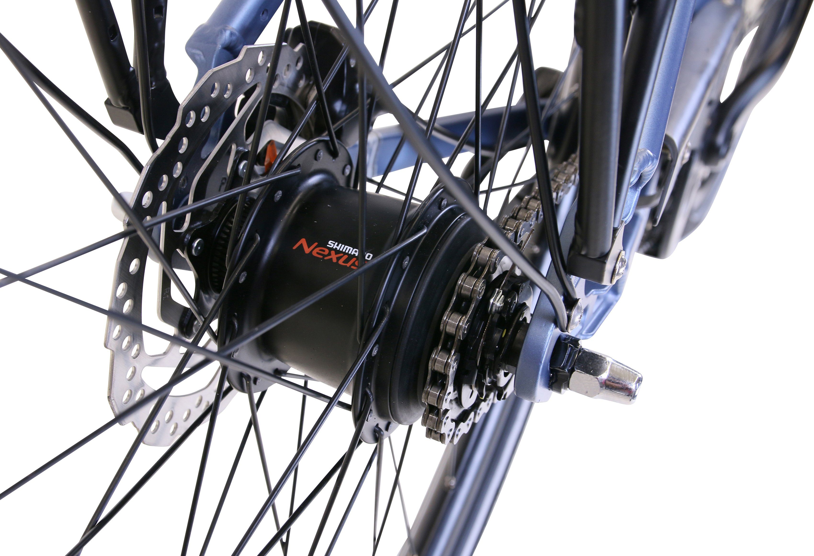 CAMAX Cityrad CRISTAL BLUE METALLIC, 7 Gang Shimano NEXUS Schaltwerk, Nabenschaltung