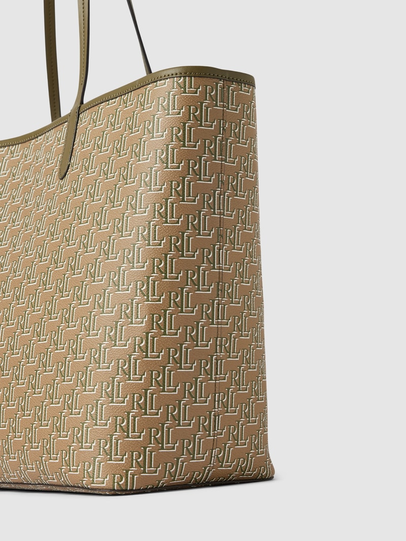 Tote Bag mit Allover-Logo Modell 'COLLINS' in olivgrün
