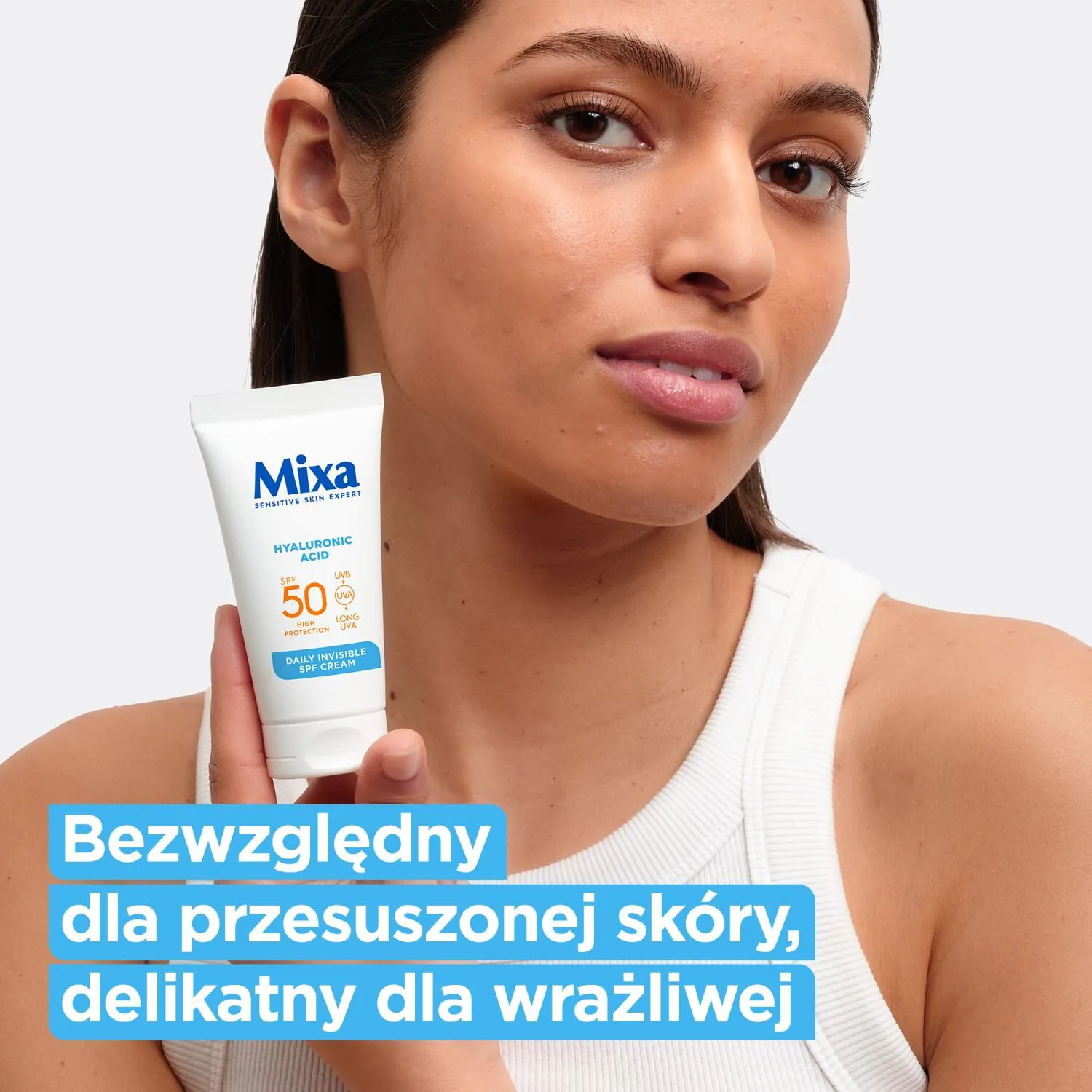 Mixa fugtgivende ansigtscreme SPF50 med hyaluronsyre for at forhindre tørhed