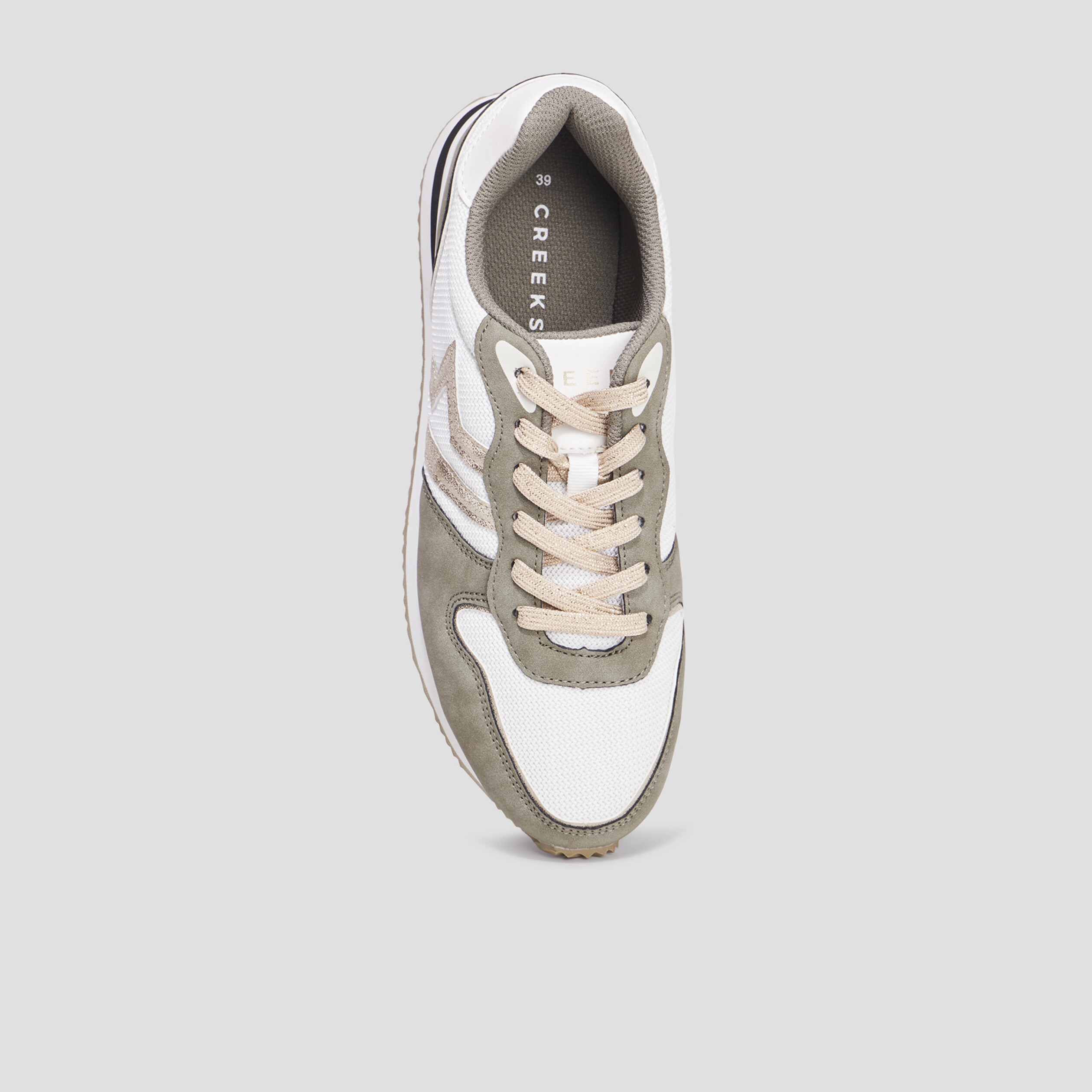Baskets bi-matière à lacets Creeks vert kaki femme | La Halle