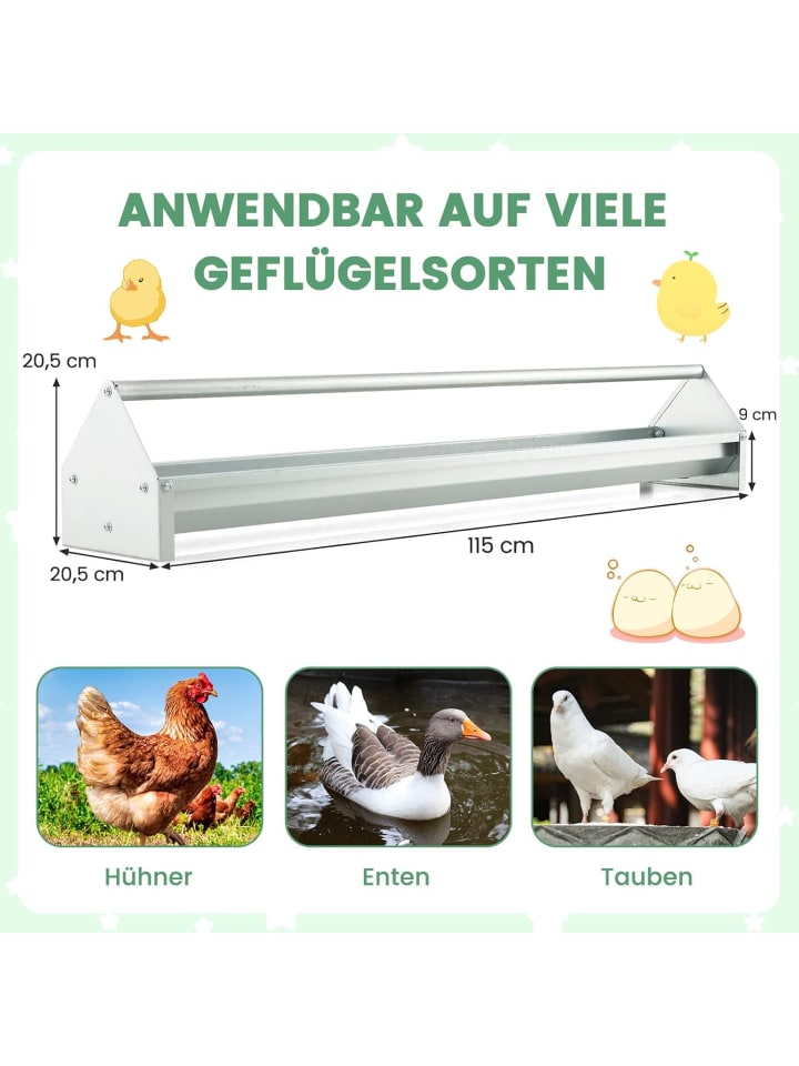 COSTWAY Futtertrog 15 L für 12 Hühner in Silber günstig kaufen onesize