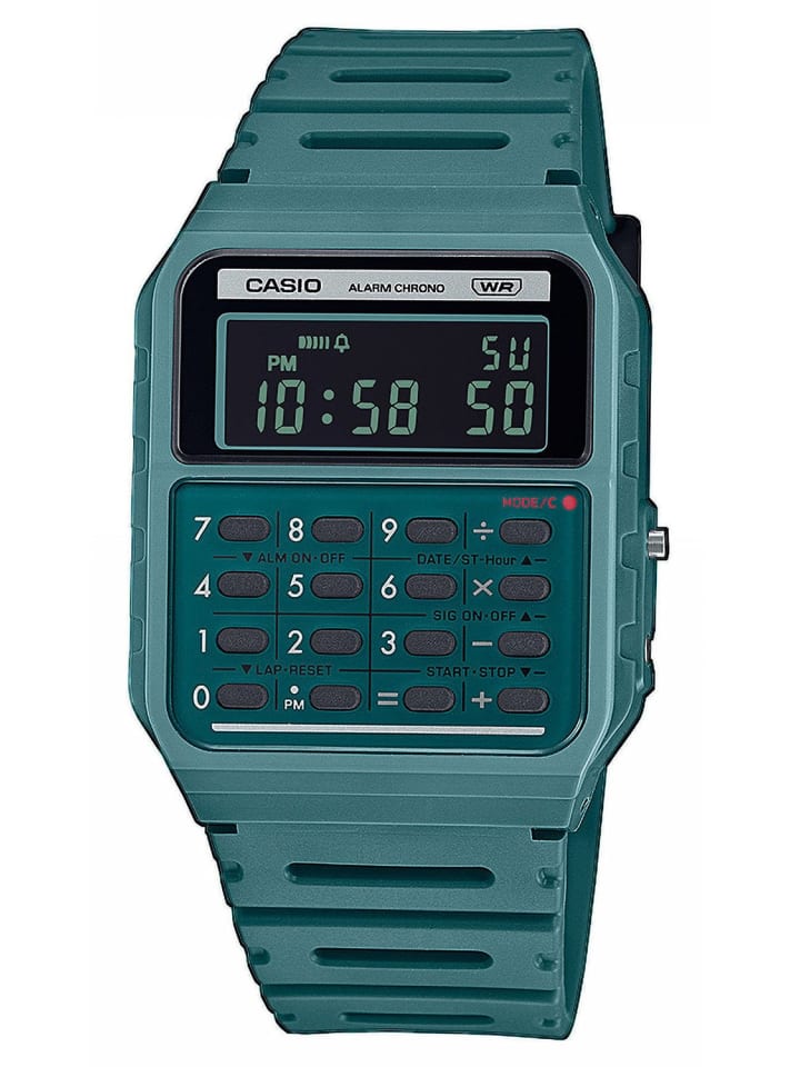 Casio Digitaluhr mit Taschenrechner Vintage Edgy Petrol Schwarz / Grün günstig kaufen onesize