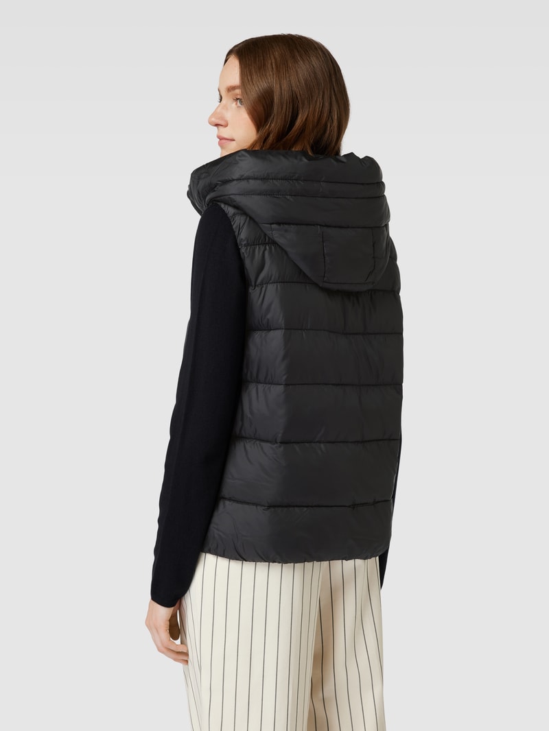 Oversized Steppweste mit Reißverschlusstaschen in schwarz
