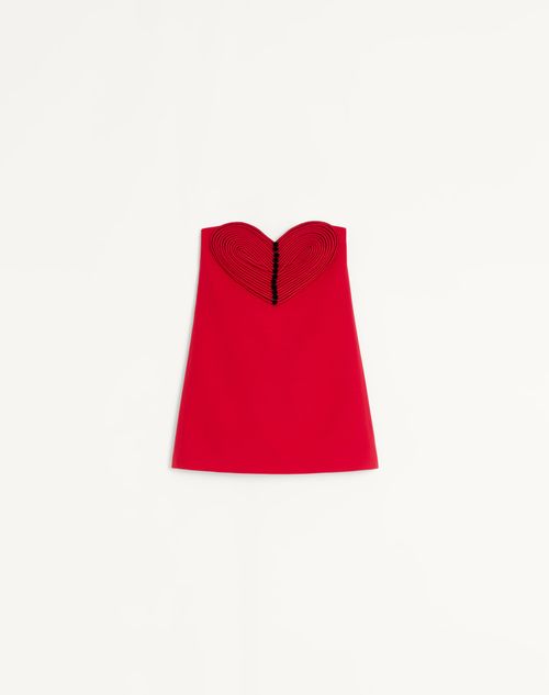 Vestido curto de crepe bordado de alta costura