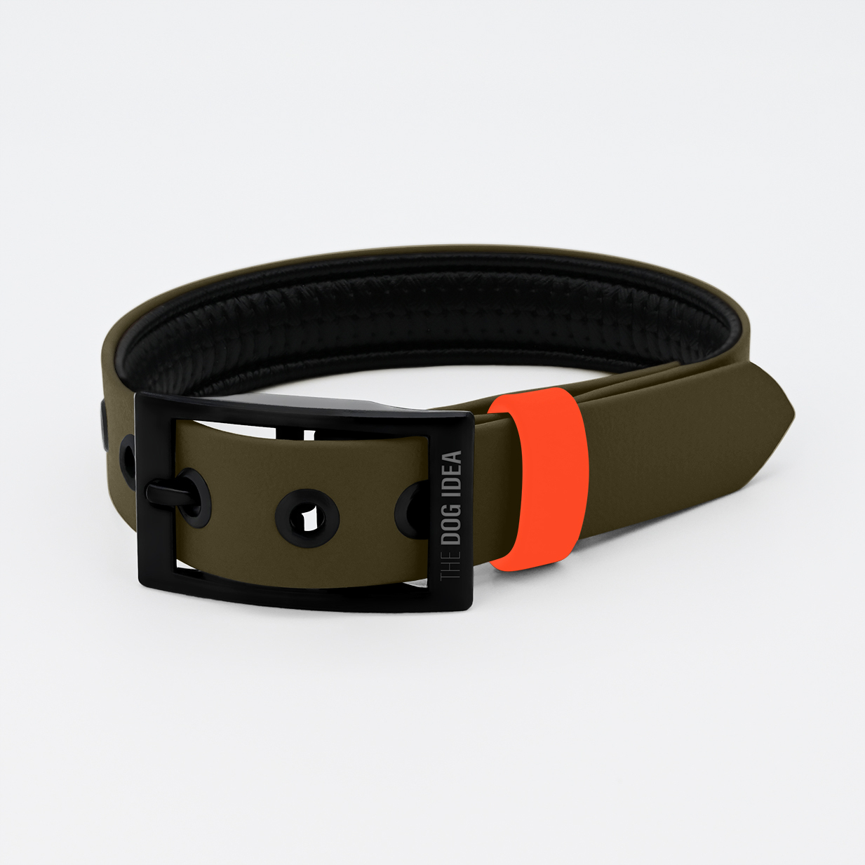 THE DOG IDEA Hundehalsbänder THE DOG IDEA Biothane Halsband Khaki neon orange XL