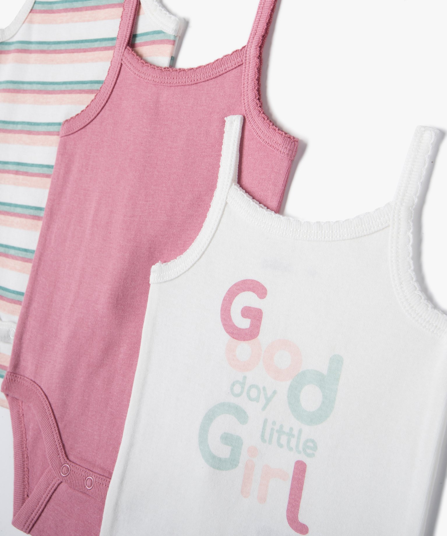 Body bébé à bretelles imprimé (lot de 3) ecru | GEMO