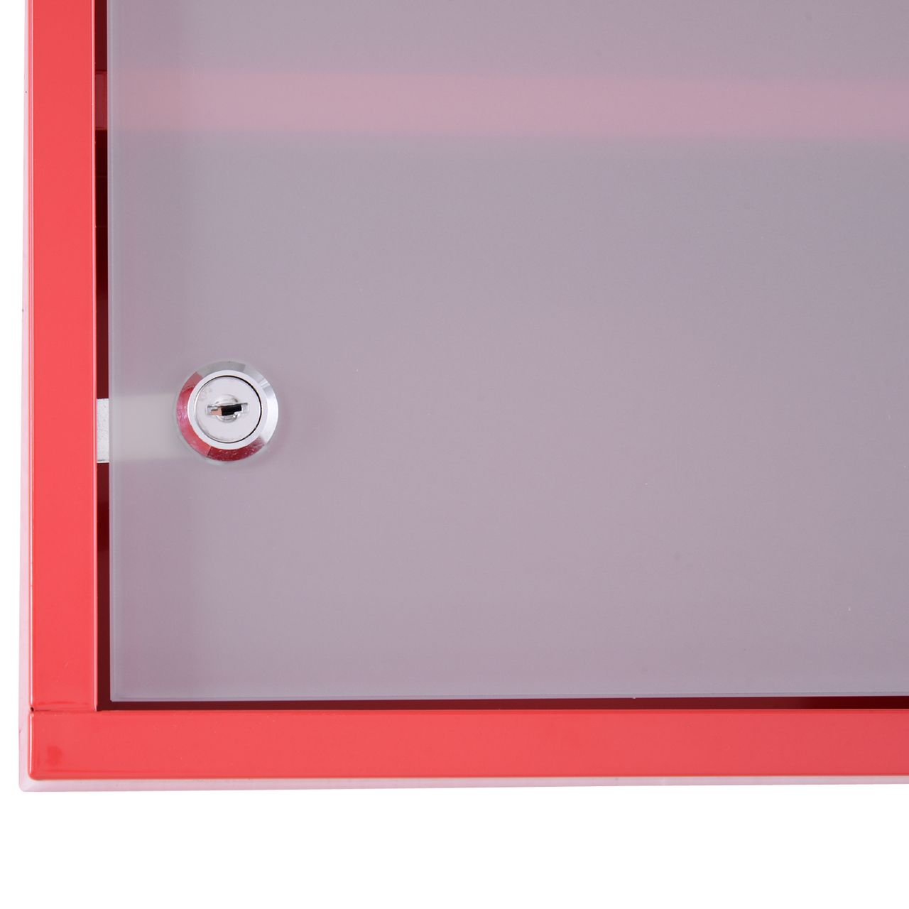 HOMCOM Medizinschrank Arzneischrank Medikamentenschrank mit 3 Ebenen Erste-Hilfe-Schrank mit Schloss Apothekerschrank mit Mattglastür Stahl Rot 27 x 57 x 12 cm
